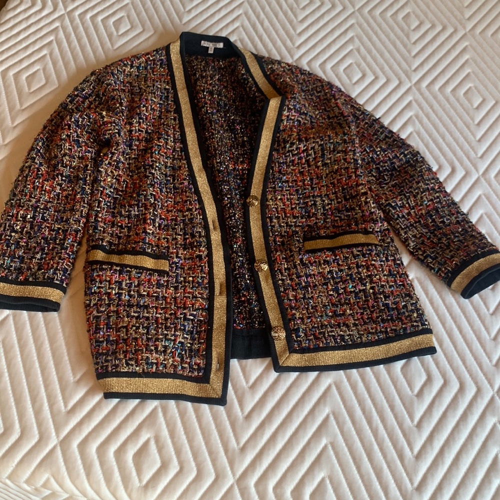 Ronny Kobo colorful blazer with gold and black trim. Size M.